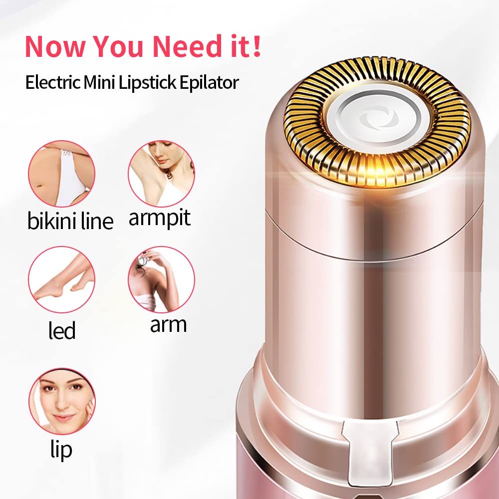 Facial Hair Removal for Women, Mini Hair Remover, Electric Razor Shaver Portable Bikini Epilator for Lips, Chin, Armpit, Peach Fuzz, Fingers, Arms, Legs, Body and USB Rechargeable