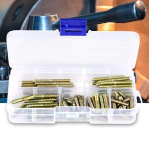 110pcs Hanger Bolts, M4 Dowel Screw Double Headed Bolts Self-Tapping Screw Hanger Bolts Assortment Kit for Furniture Screws