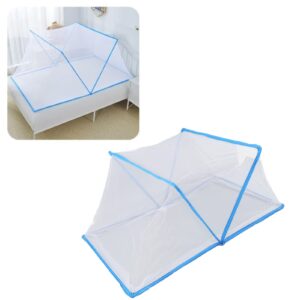 Pssopp Baby Bed Net, Foldable Summer Bedroom Net Tent for Baby Cots Cribs Cot Bed (Blue)