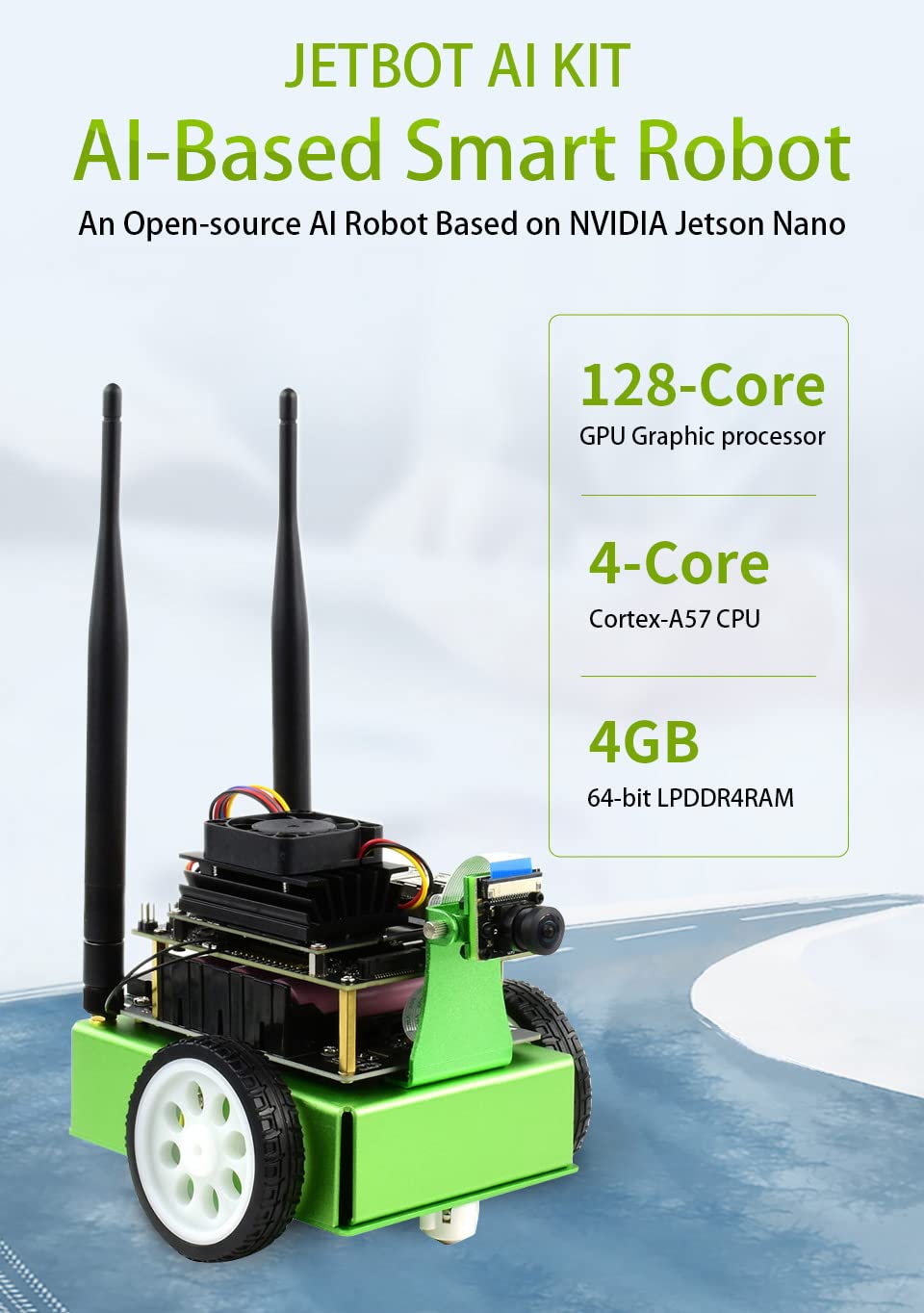 Waveshare JetBot AI Kit, AI Robot Based On Jetson Nano, Includes Waveshare Jetson Nano Dev Kit 4GB (NOT Support Nano 2GB)