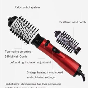 ZLXDP Electric Hair Dryer Brush Hair Straightener Curler Iron Volumizer Rotate One Step Blowers Replaceable Hot Air Comb 360 Rotating