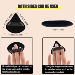 2 Pcs Pure Cotton Triangle Powder Puff,Face Soft Makeup Puff for Loose Powder,Velour Cosmetic Foundation Beauty Makeup Tools Wet Dry-Black