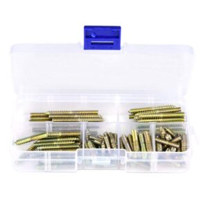 110pcs hanger bolts, m4 dowel screw double headed bolts self-tapping screw hanger bolts assortment kit for furniture screws