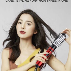 ZLXDP Electric Hair Dryer Brush Hair Straightener Curler Iron Volumizer Rotate One Step Blowers Replaceable Hot Air Comb 360 Rotating