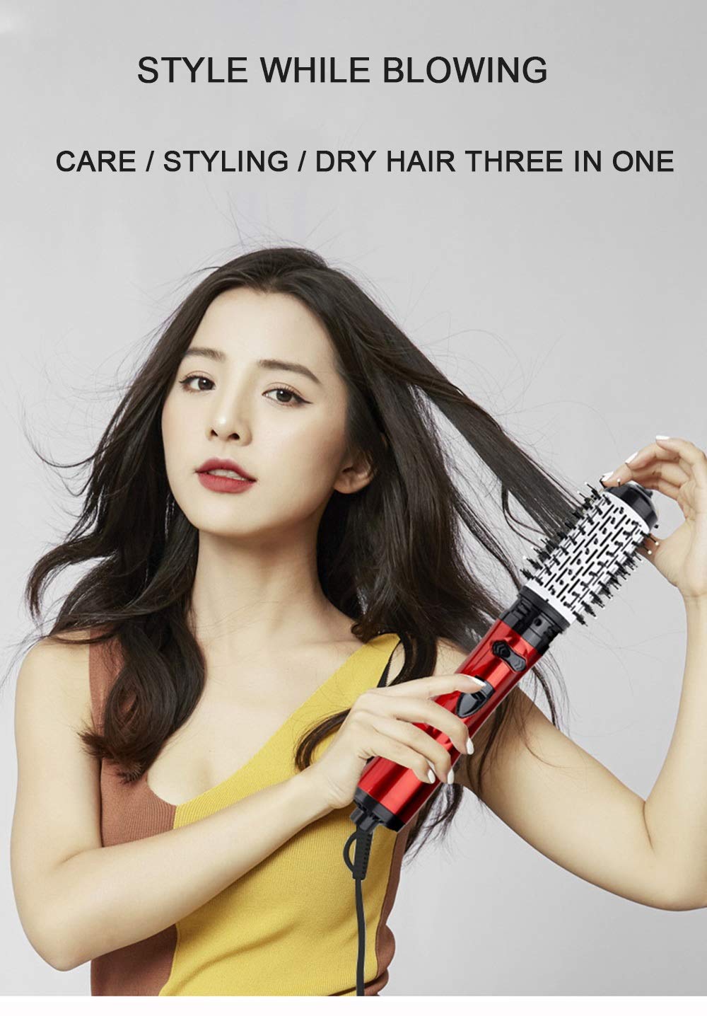 ZLXDP Electric Hair Dryer Brush Hair Straightener Curler Iron Volumizer Rotate One Step Blowers Replaceable Hot Air Comb 360 Rotating