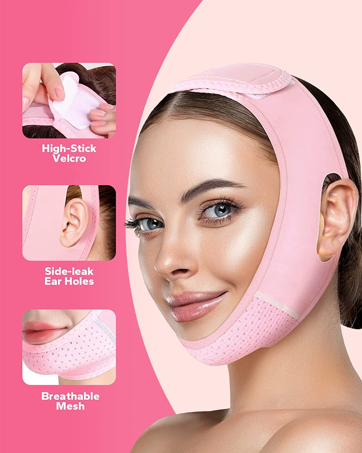 FairyFace Reusable V Line Lifting Mask, Double Chin Reducer, Chin Strap, Face Belt, Lift and Tighten the Face to Prevent Sagging, Create a V Shaped Face Full of Vitality