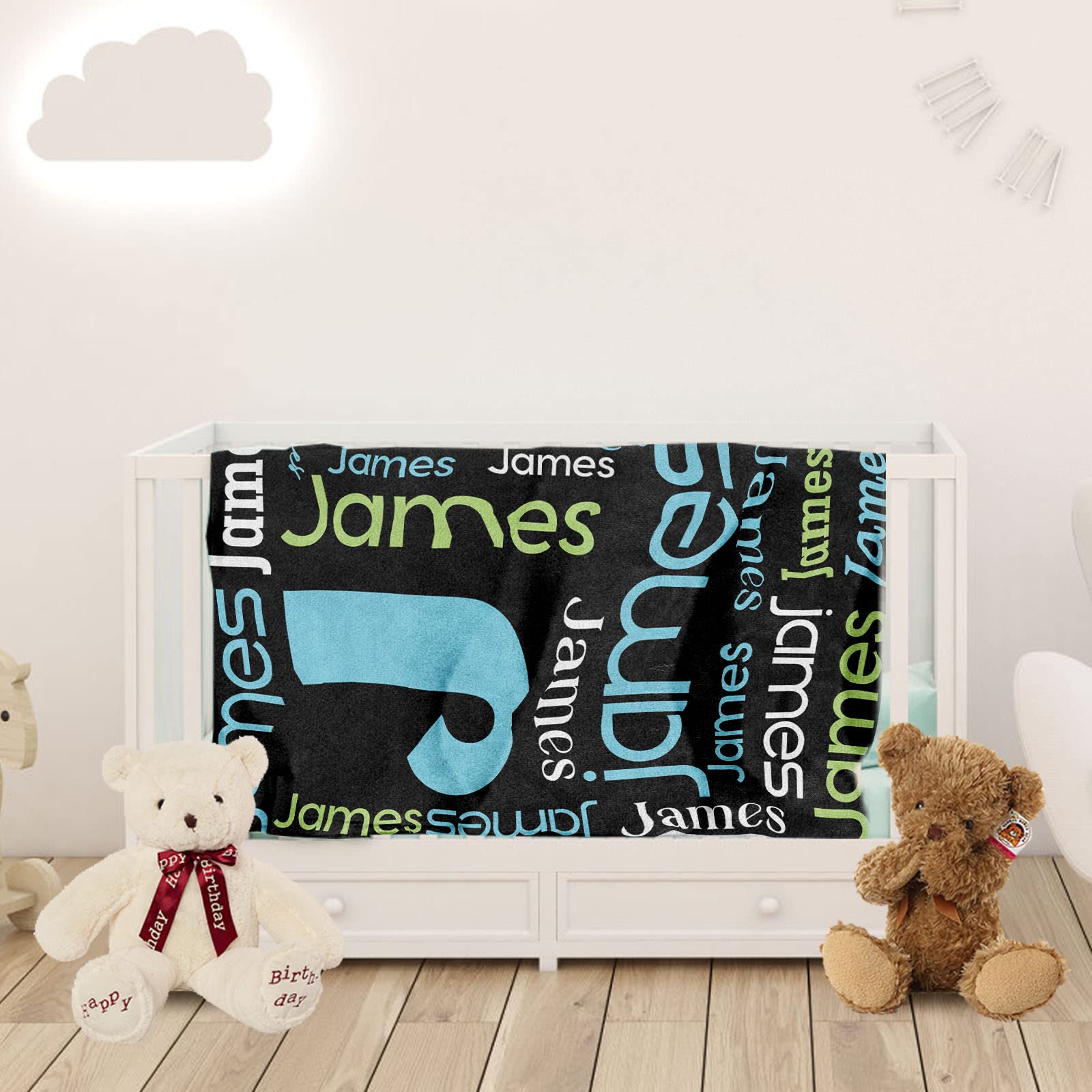 Personalized Name Blanket for Kids, Custom Baby Name Super Soft Blankets for Boys Girls, Name Monogrammed Throws Blanket for Newborn New Mom Personalized Gift Idea Nap Blanket for Toddlers Baptism