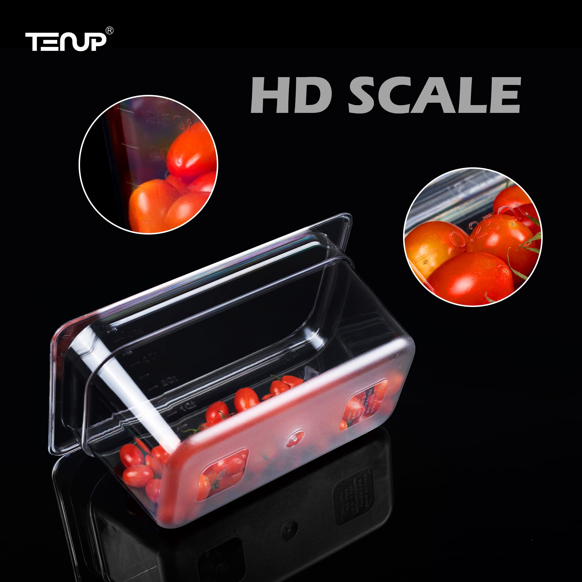 TenUp 6 Pack 1/3 Size 6'' Deep Clear Polycarbonate Food Pan with Lid, Commercial