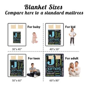 Personalized Name Blanket for Kids, Custom Baby Name Super Soft Blankets for Boys Girls, Name Monogrammed Throws Blanket for Newborn New Mom Personalized Gift Idea Nap Blanket for Toddlers Baptism