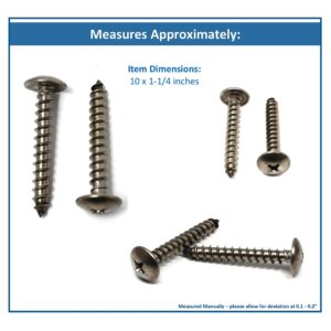 10 x1-1/4" SS Phillips Truss Head Screw Set 80 Piece Dock Bumper Edging Piling Cone Fastener