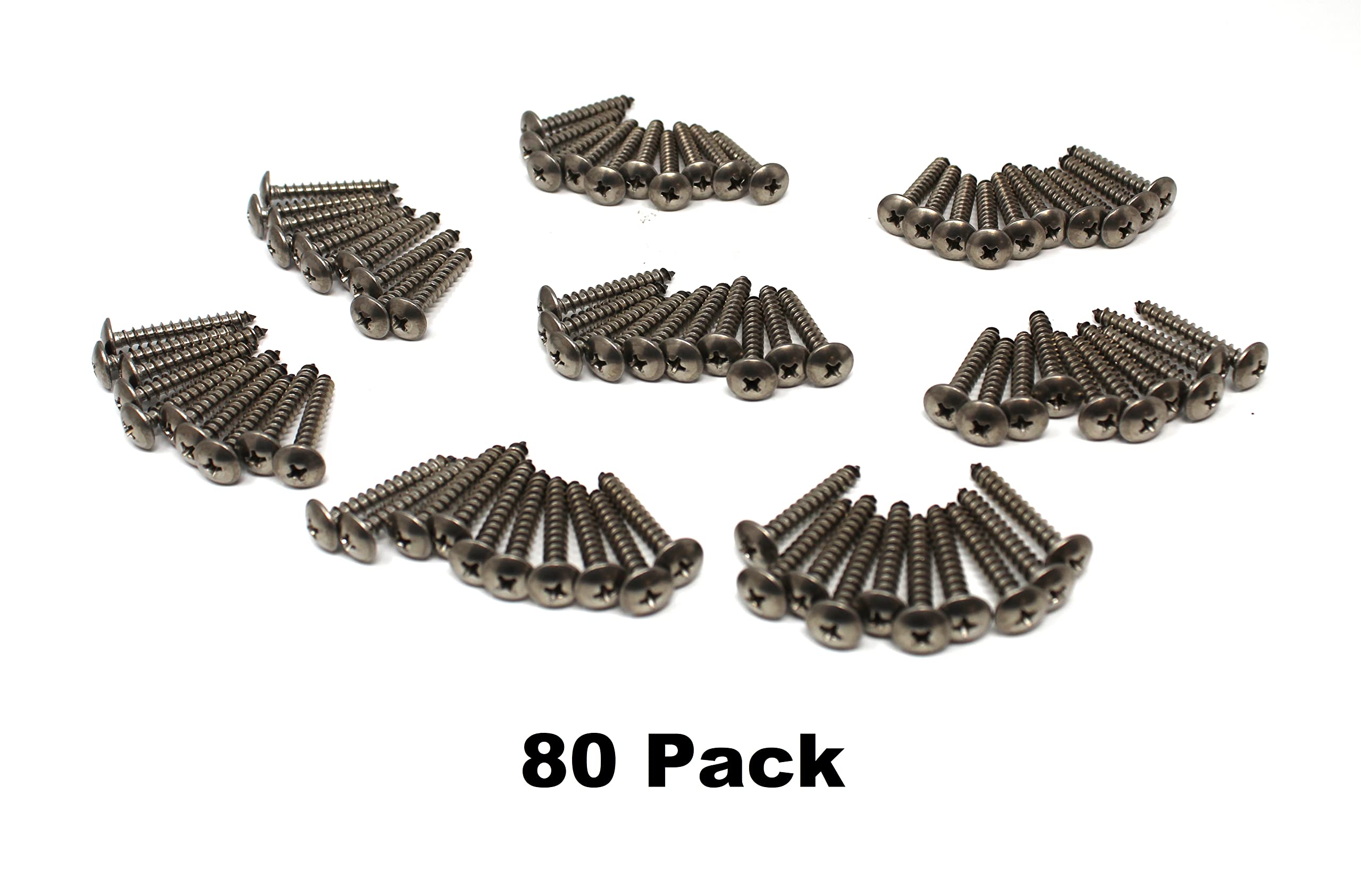 10 x1-1/4" SS Phillips Truss Head Screw Set 80 Piece Dock Bumper Edging Piling Cone Fastener