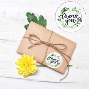 Thank You Stickers, 500Pcs Leaf Thank You Label Stickers 1.5" Leaf Frames Thank You Stickers Roll Greeting Cards Flower Bouquets Self-Adhesive Labels for Gift Wraps Birthday Party Favors