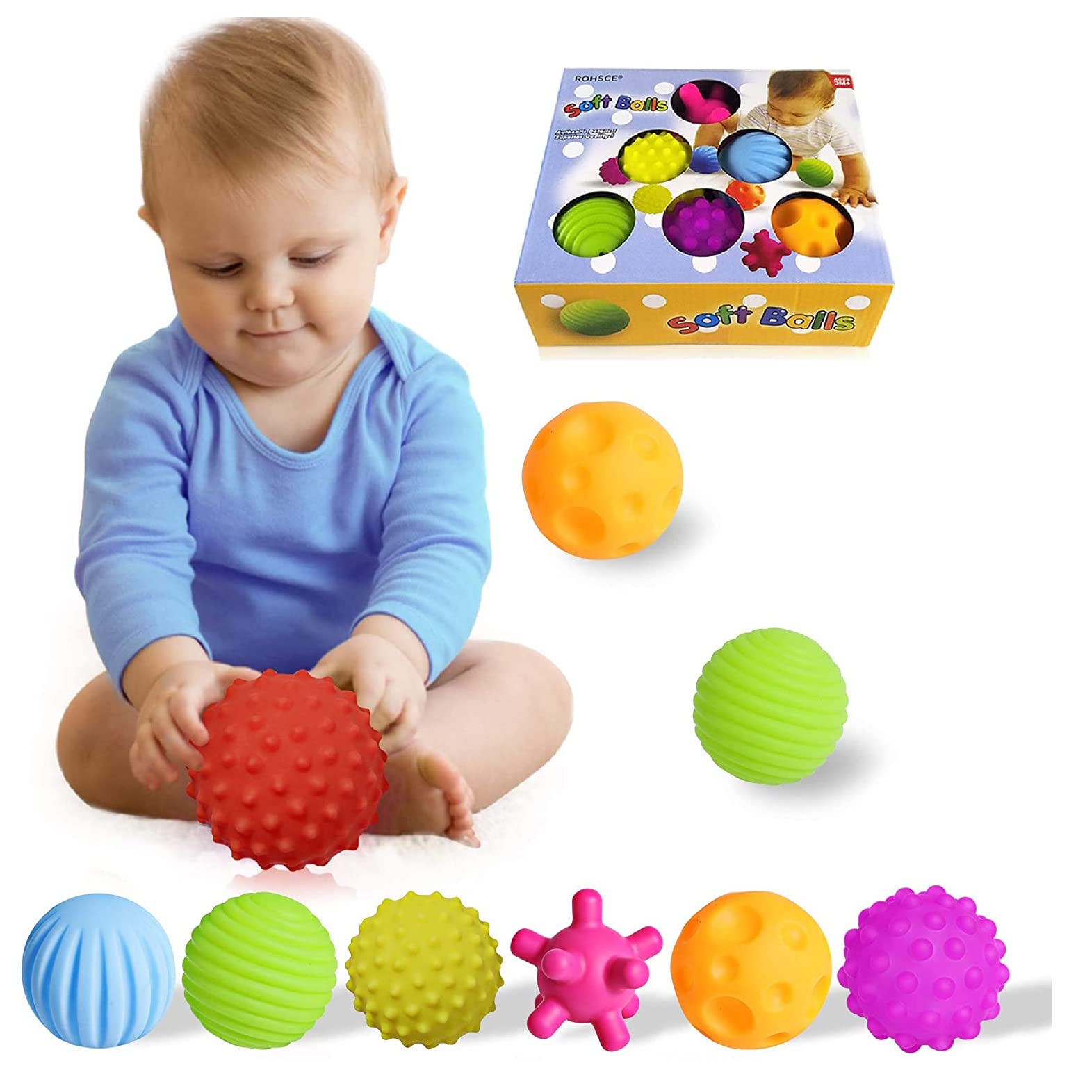 Sensory Ball for Babies 6 to 12 Months, Baby Balls for Toddlers 1-3 Massage Stress Relief, Textured Turtle Toy Gift Sets, 12 Pcs Montessori Sensory Toys for Infant Kids