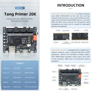 youyeetoo Sipeed Tang Primer 20K FPGA Development Board MCU, with LUT4, PMOD Port *4, for RISC-V and Embedded Development (with Dock ext-Board)