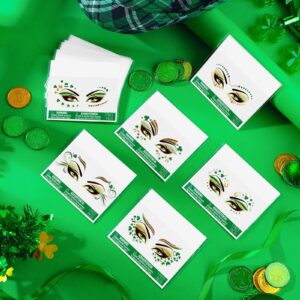 117 Pcs St. Patrick's Day Glitter Face Tattoos Green Face Jewelry Tattoos Temporary Face Jewelry Three Leaf Glitter Shamrock Clover for St. Patrick's Day Party Accessory, 33 Sheets