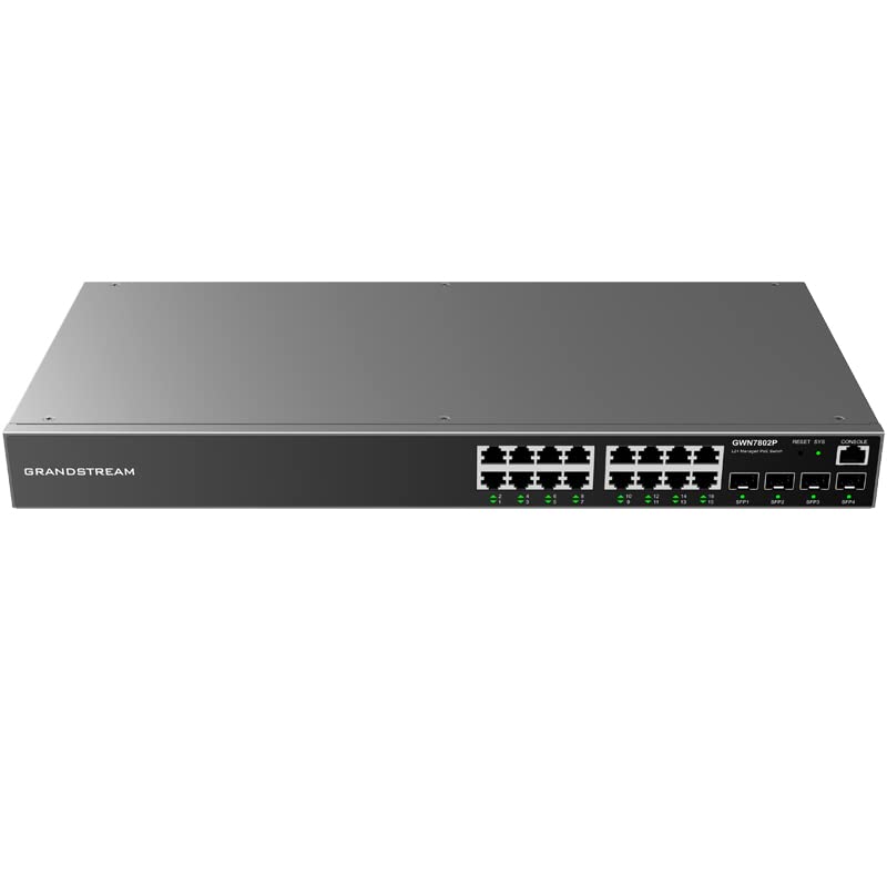 Grandstream GWN7802P Enterprise Layer 2+ Managed Network Switch | 16 Gigabit Ethernet Ports, 4 Gigabit SFP Ports, 16 PoE Ports