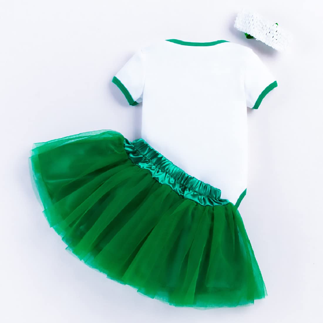 Zusnxaxe Infant Baby Girl My 1st St. Patrick's Day Outfit Short Sleeve Shamrock Bodysuit and Green Tutu Dress Bow Headband 3Pcs Clothes 3-6 Months