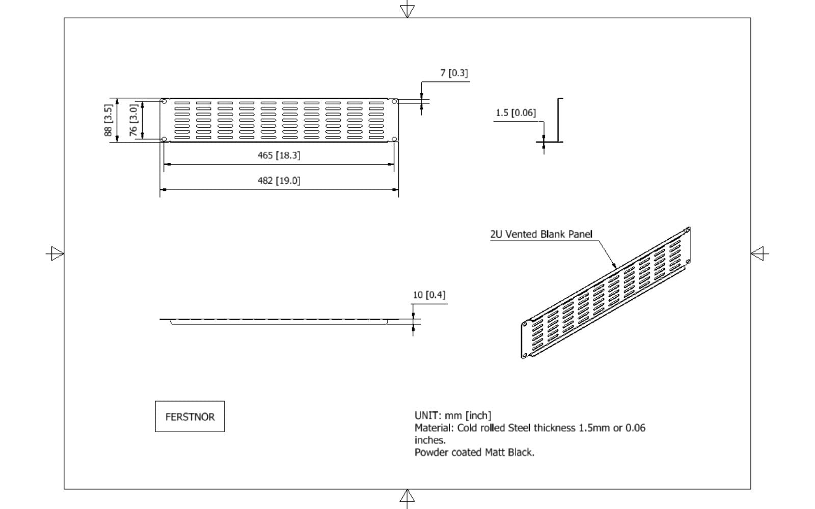 Ferstnor 2U Steel Blank Panel Vented for 19 inch Server Rack Durable Mount Spacer for Network Cabinet 5 Pack Complete with Installation Hardware and Cable Tie