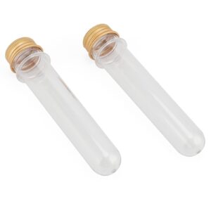 LEXININ 60 PCS 40ml Clear Plastic Test Tube with Lid, Test Tubes with Gold Screw Caps, Plastic Tubes for Craft Wedding Decor