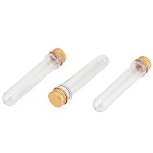 LEXININ 60 PCS 40ml Clear Plastic Test Tube with Lid, Test Tubes with Gold Screw Caps, Plastic Tubes for Craft Wedding Decor