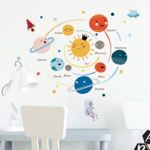 Space Wall Stickers, Planet Wall Decals for Kids Room Space Wall Decor Peel and Stick Boy Bedroom Nursery Classroom, Playroom, Daycare