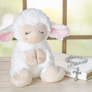 Ganz Blessed Plush Lamb 8.5 inches with Rosary Set and Prayer Pamphlet for First Communion, Christening, Baby Baptism Gifts Girl, Catholic Boys from Parents, Grandparents