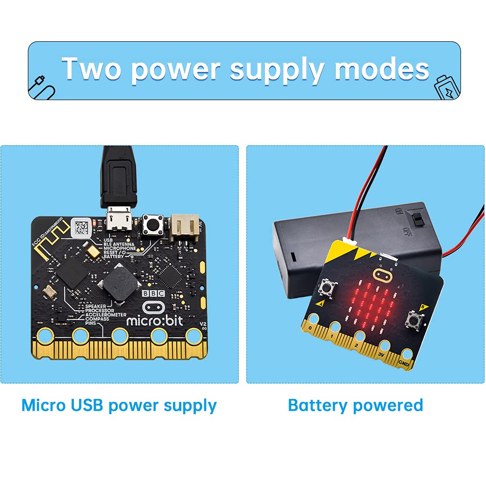 KEYESTUDIO Micro:bit V2 Go Kit Original Micro bit V2 Starter Kit, with Microbit v2.2, Battery Holder, Micro USB Cable