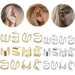 24 Pcs Gold Silver Hair Braids Dreadlock Non-Piercing Ear Clip Beard Beads Cuffs Clip Hair for Women Men Hair Accessories Styling Jewelry Tools