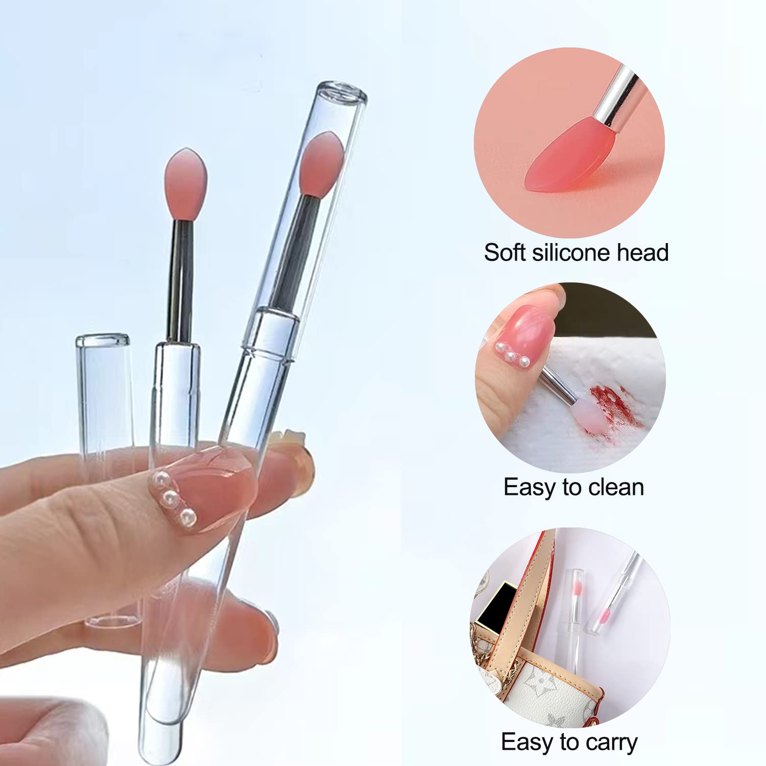 ELESDA Lip Brush, Silicone Lip Applicator Reusable 3PCS Lip Mask Applicator, Silicone Lip Brush Retractable Lip Gloss Balm Applicator Eyeshadow Lip Scrub Brush Applicator Lip Applicators Disposable