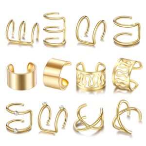 24 Pcs Gold Silver Hair Braids Dreadlock Non-Piercing Ear Clip Beard Beads Cuffs Clip Hair for Women Men Hair Accessories Styling Jewelry Tools