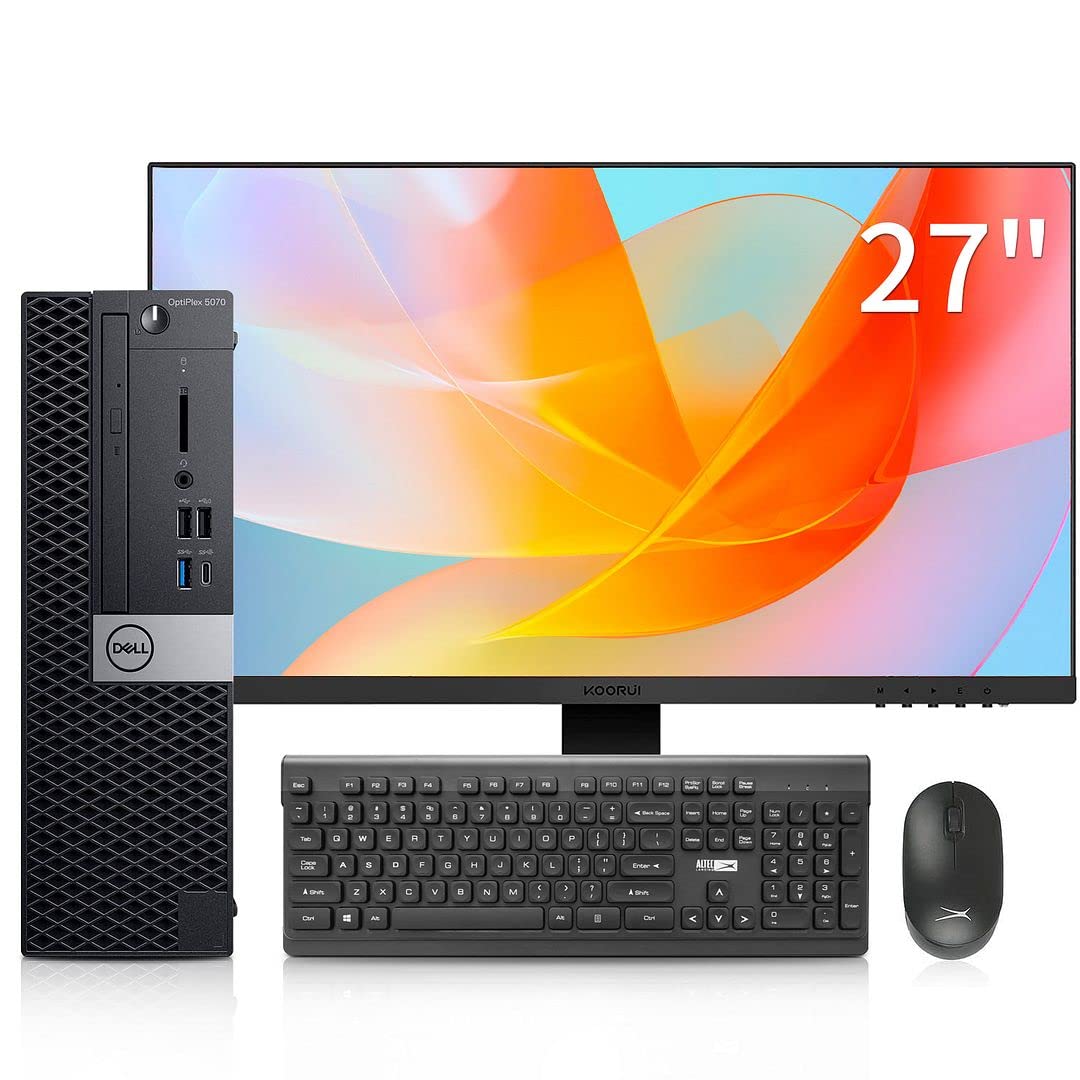 Dell OptiPlex 5070 Desktop Computers Windows 11, 8 Core i7-9700 up to 4.7GHz,16GB DDR4 1TB M.2 NVMe SSD, 27 Inch FHD Monitor, AX210 Built-in WiFi 6e Ready, Altec Wireless Keyboard Mouse (Renewed)