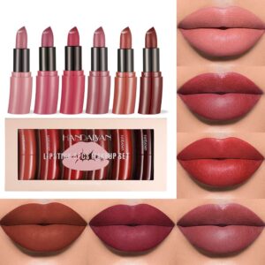 bangfeng 6 colors matte lipstick set new upgraded formula nude moisturizer smooth lipstick long lasting not dry or cracked lipstick makeup gift set