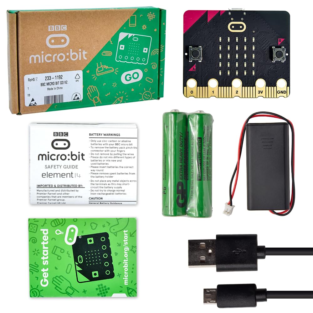 KEYESTUDIO Micro:bit V2 Go Kit Original Micro bit V2 Starter Kit, with Microbit v2.2, Battery Holder, Micro USB Cable