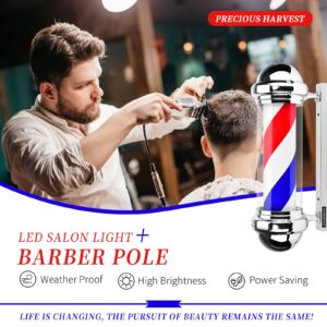 precious harvest Barber Light Pole,Red, Blue and White Barbershop Rotating Light Fixture, Classic Signs for Hair Salon,Wall Mount,LED Light Source, Indoor and Outdoor Use, 30 Inch