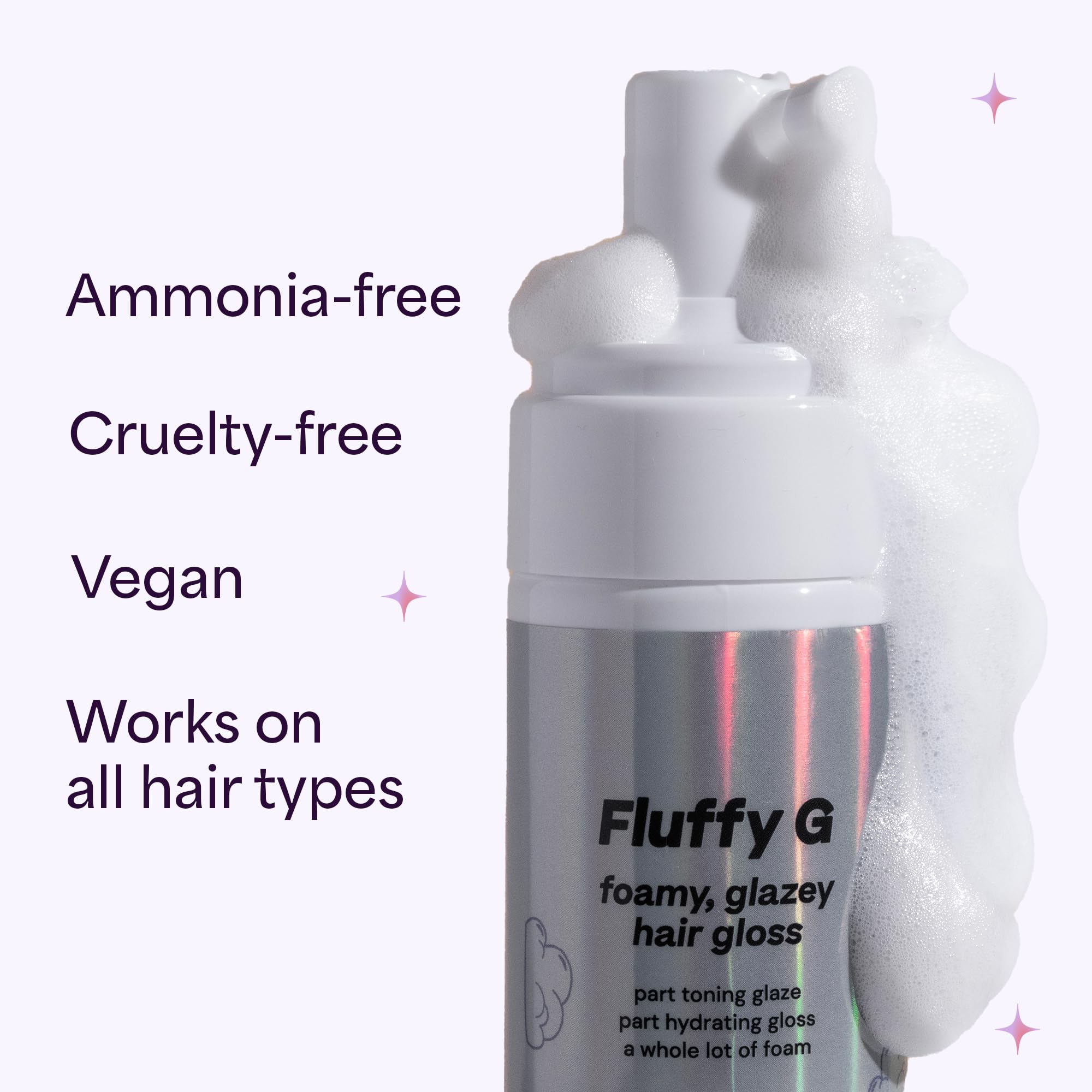 Fluffy G Hair Gloss by Hally Hair, (Clear) - 3.4 fl oz - Hair Glaze for Color-Treated, Fine, Dry & Frizzy Hair - High Shine Shiny Hair Products for Vibrant, Fluffy & Fuller-Looking Hair