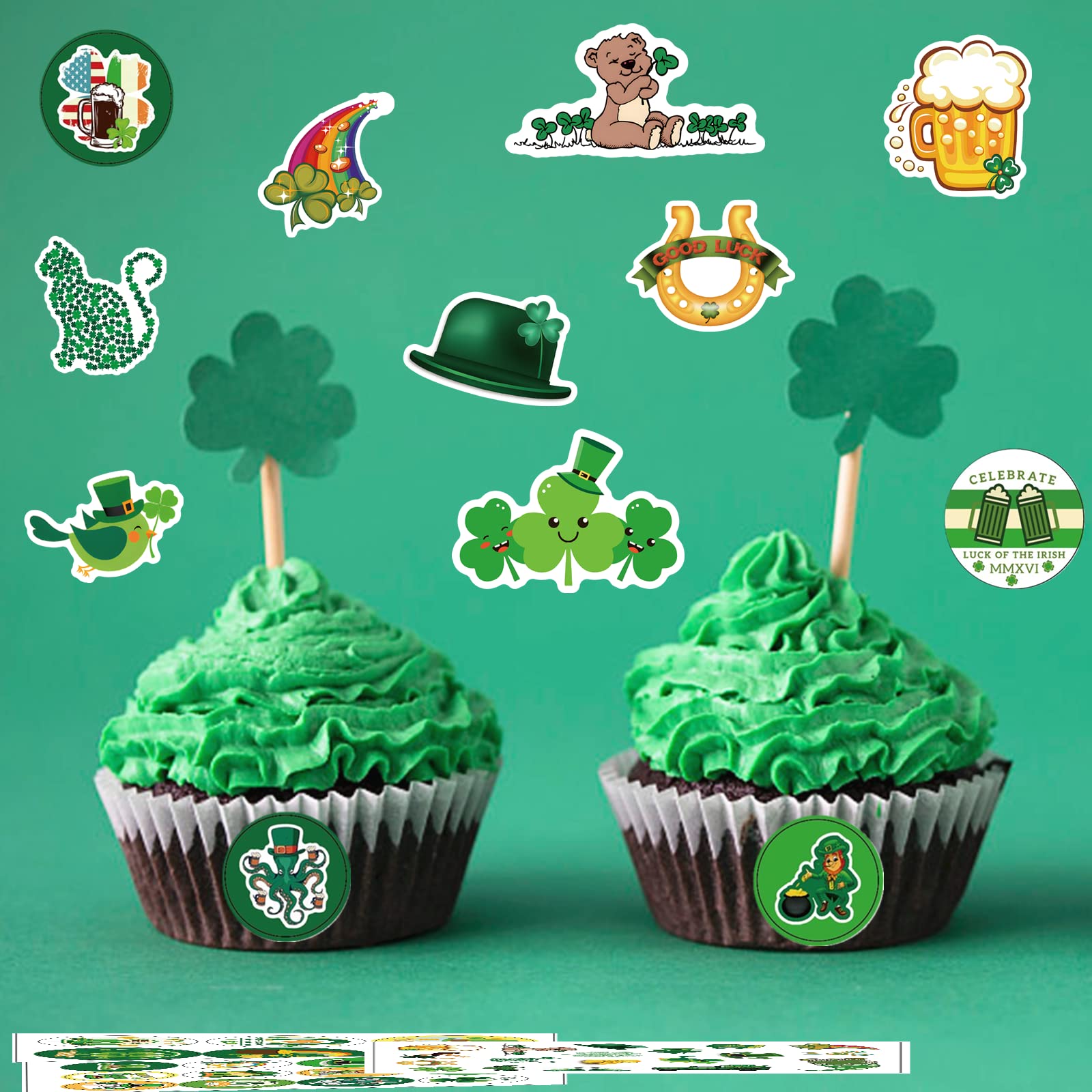 333PCS St Patricks Day Stickers, Shamrock Stickers, St. Patrick's Day Stickers for Kids Party Favors Decorations, Irish Shamrock Labels for Toys Cards Craft Scrapbooking