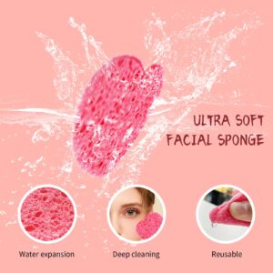 50 Count Facial Sponges - Cellulose Facial Sponges Exfoliating Heart Shape Reusable Compressed Facial Sponges for Facial Cleansing Mask Makeup Removal