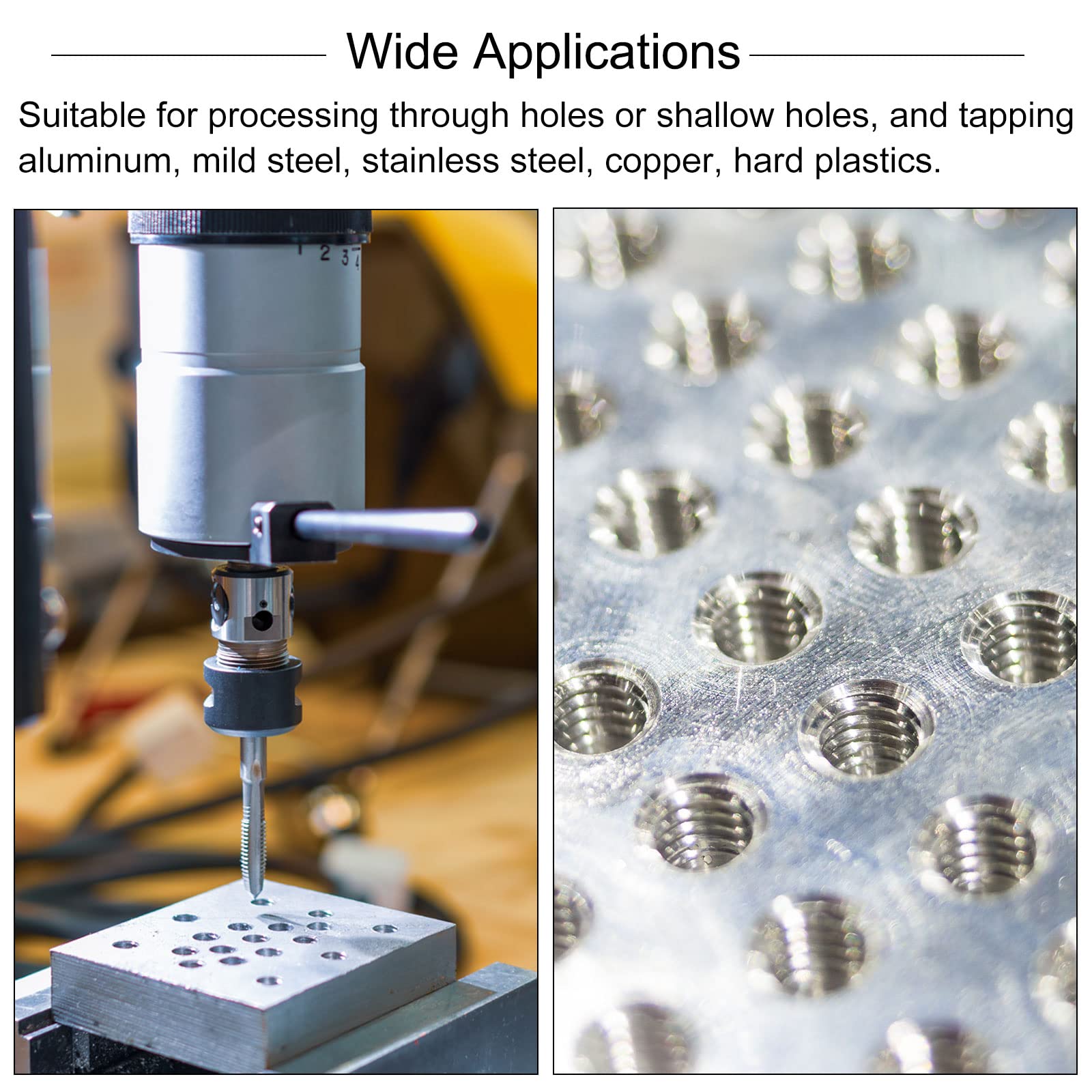 uxcell Tap & Bit Sets, 3/8-16 UNC H2 Straight Flute Machine Thread Milling Tap Extra Long, 8mm High Speed Steel (HSS) Twist Drill Bit