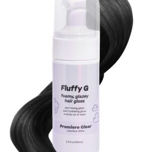 Fluffy G Hair Gloss by Hally Hair, (Clear) - 3.4 fl oz - Hair Glaze for Color-Treated, Fine, Dry & Frizzy Hair - High Shine Shiny Hair Products for Vibrant, Fluffy & Fuller-Looking Hair