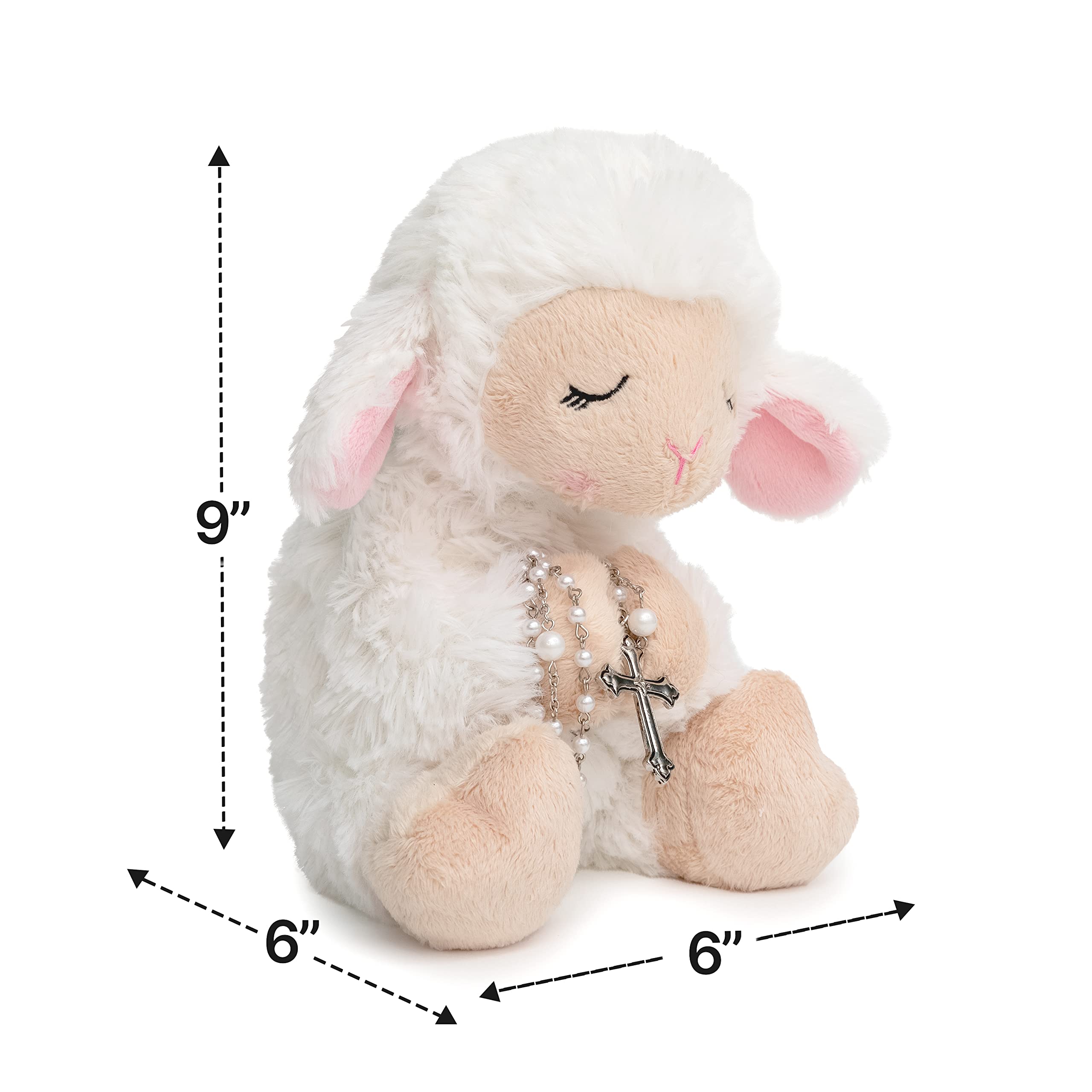 Ganz Blessed Plush Lamb 8.5 inches with Rosary Set and Prayer Pamphlet for First Communion, Christening, Baby Baptism Gifts Girl, Catholic Boys from Parents, Grandparents