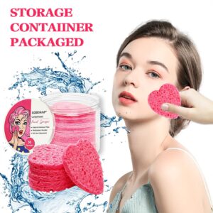 50 Count Facial Sponges - Cellulose Facial Sponges Exfoliating Heart Shape Reusable Compressed Facial Sponges for Facial Cleansing Mask Makeup Removal