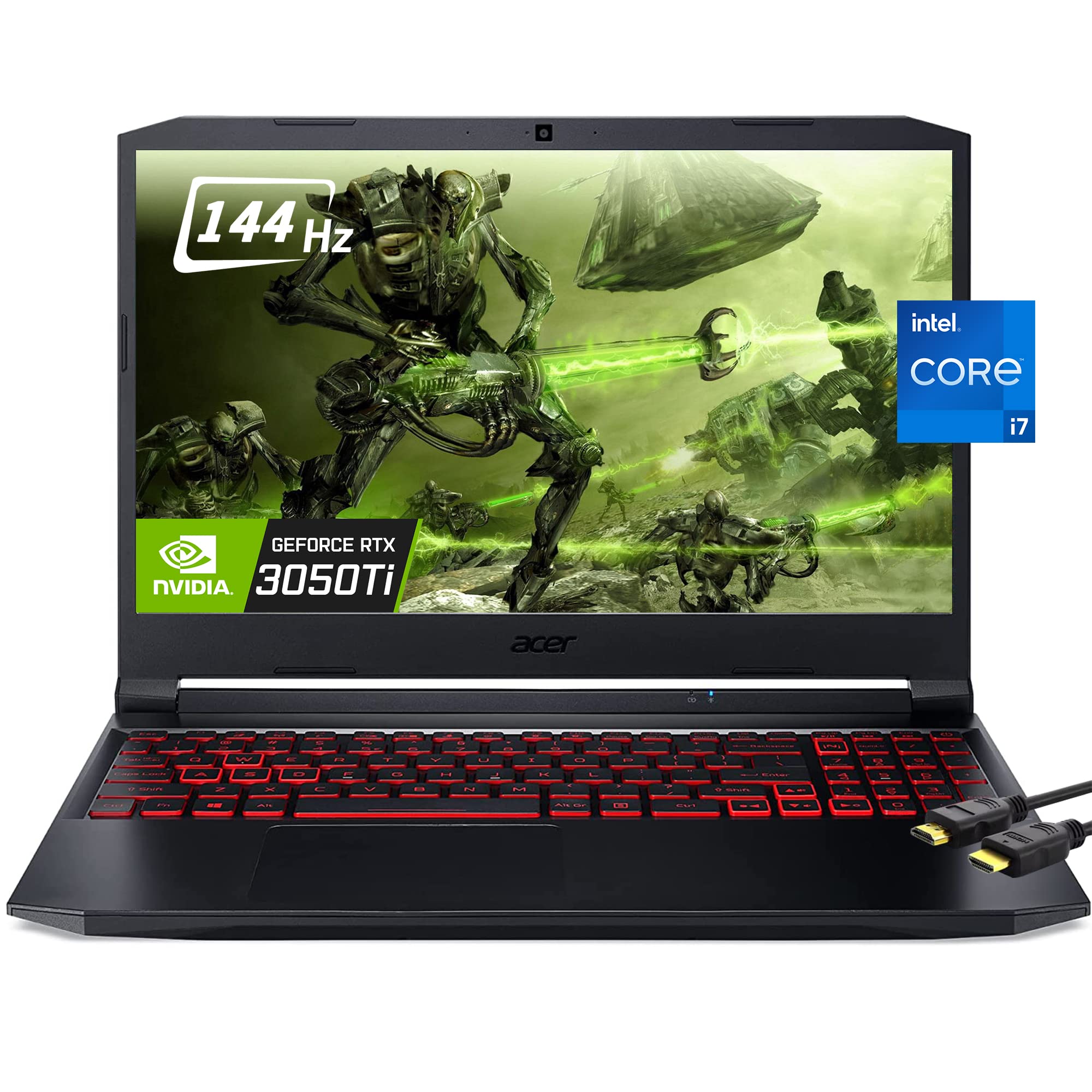 Acer Nitro 5 15.6'' 144Hz Gaming Laptop, 11th Intel 8-Core i7-11800H(Beat Ryzen 7 5800H), Nvidia GeForce RTX 3050 Ti 4GB GDDR6, Backlit KB, Windows 11 Home(32GB|2TB SSD), Black