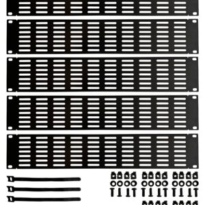 Ferstnor 2U Steel Blank Panel Vented for 19 inch Server Rack Durable Mount Spacer for Network Cabinet 5 Pack Complete with Installation Hardware and Cable Tie