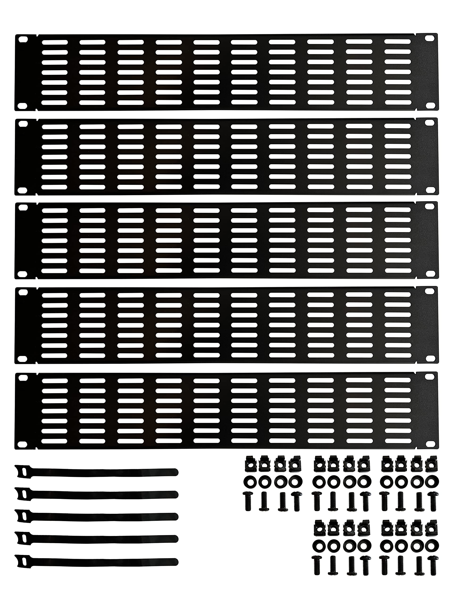 Ferstnor 2U Steel Blank Panel Vented for 19 inch Server Rack Durable Mount Spacer for Network Cabinet 5 Pack Complete with Installation Hardware and Cable Tie