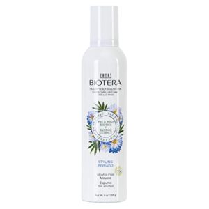 biotera styling mousse lightweight alcohol-free | instant texture | promotes body & bounce | microbiome friendly | vegan & cruelty free | paraben free | color-safe | 9 fl oz