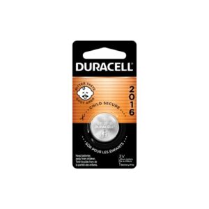 Duracell CR2016 3V Lithium Battery, Child Safety Features, 1 Count Pack, Lithium Coin Battery for Key Fob, Car Remote, Glucose Monitor, CR Lithium 3 Volt Cell (Pack of 4)