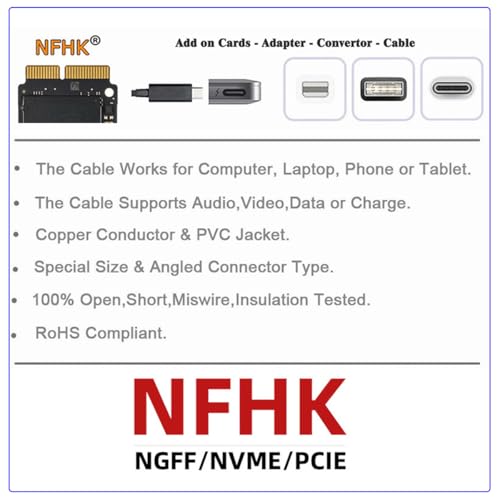 NFHK Oculink SFF-8612 SFF-8611 to M.2 Kit NGFF M-Key to NVME PCIe SSD 2280 22110mm Adapter for Mainboard