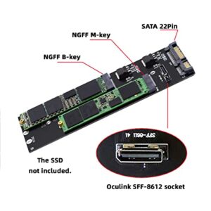 NFHK Oculink SFF-8612 8611 to U.2 Kit M-Key to NVME PCIe SSD and NGFF to SATA Adapter for Mainboard