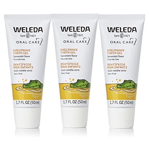 Weleda Oral Care Children's Tooth Gel, 1.7 Fluid Ounce (Pack of 3), Fluoride Free, Spearmint Flavor, Plant Rich Toothpaste with Calendula, Silica and Fennel