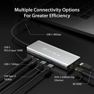 j5create USB4 8K Multi-Function Hub - 8K60/4K144 HDMI, 2.5G Ethernet, PD Charging, 10Gbps USB-A, 10Gbps USB-C Ports | Compatible with MacBook, Windows, Thunderbolt 3/4, and USB4 Devices (JCD403)